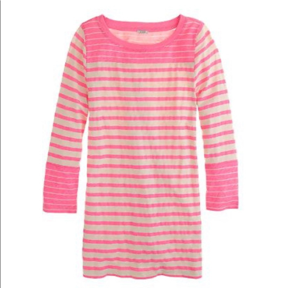 Jcrew Ivory and Neon Pink 3/4 Length Sleeve Tshirt